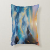 太陽絵を描の下の薄い青い海の波 アクセントクッション (正面(垂直))