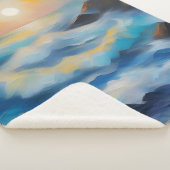 太陽絵を描の下の薄い青い海の波 シェルパブランケット (3/4)