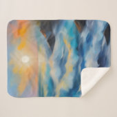 太陽絵を描の下の薄い青い海の波 シェルパブランケット (正面(横))