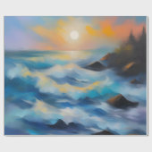 太陽絵を描の下の薄い青い海の波 ラッピングペーパー (フラット)