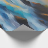 太陽絵を描の下の薄い青い海の波 ラッピングペーパー (角)