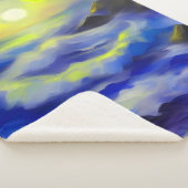 太陽絵画の下の濃い青い海の波 シェルパブランケット (3/4)