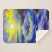 太陽絵画の下の濃い青い海の波 シェルパブランケット (正面(横))