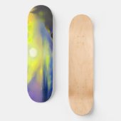 太陽絵画の下の濃い青い海の波 スケートボード (正面)