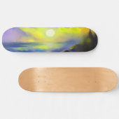 太陽絵画の下の濃い青い海の波 スケートボード (横)