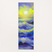 太陽絵画の下の濃い青い海の波 ヨガマット (正面)