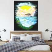 太陽遊の下のイルカ キャンバスプリント (インサイチュ (寝室))