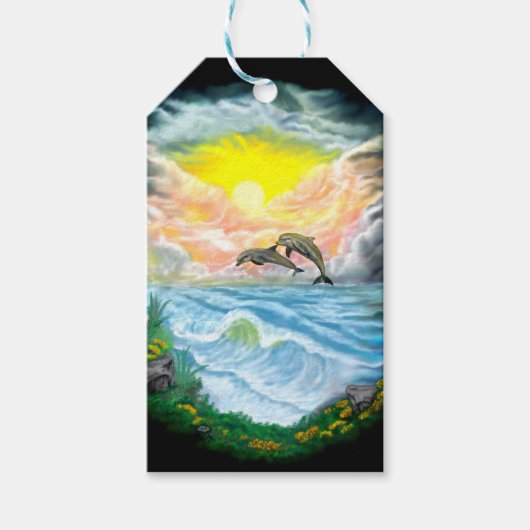 太陽遊の下のイルカ ギフトタグ (正面)