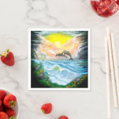 太陽遊の下のイルカ スタンダードカクテルナプキン (インサイチュ)