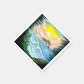 太陽遊の下のイルカ スタンダードカクテルナプキン (角)