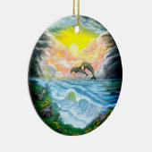 太陽遊の下のイルカ セラミックオーナメント (右)