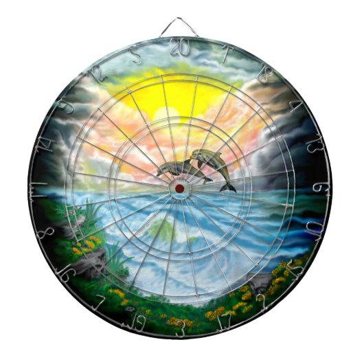 太陽遊の下のイルカ ダーツボード (正面)