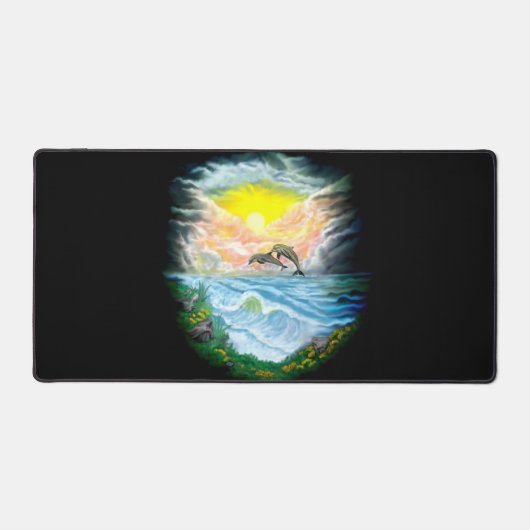 太陽遊の下のイルカ デスクマット (正面)