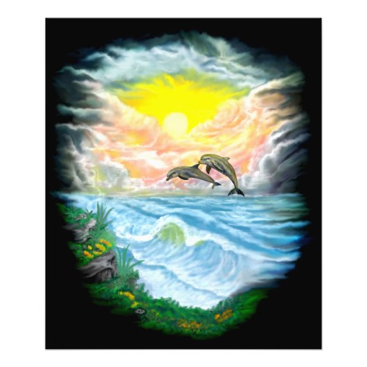 太陽遊の下のイルカ フォトプリント            (正面)