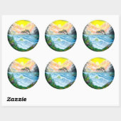 太陽遊の下のイルカ ラウンドシール (シート)