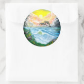 太陽遊の下のイルカ ラウンドシール (バッグ)