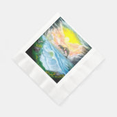 太陽遊の下のイルカ 縁ありランチョンナプキン (角)