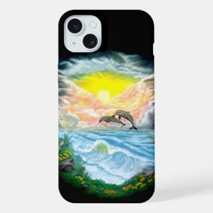 太陽遊の下のイルカ iPhone 15 PLUSケース