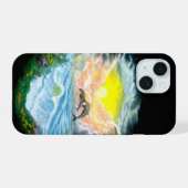 太陽遊の下のイルカ iPhone 15ケース (裏面横)