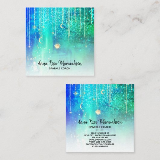 *~*太陽金ゴールド星輝月天宇宙 スクエア名刺 (正面/裏面)