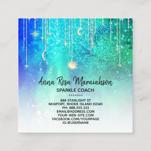 *~*太陽金ゴールド星輝月天宇宙 スクエア名刺 (裏面)