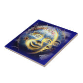 太陽顔/月顔濃い青瓦 タイル (側面)