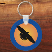 太陽飛んでいるの前のワシ キーホルダー (正面)