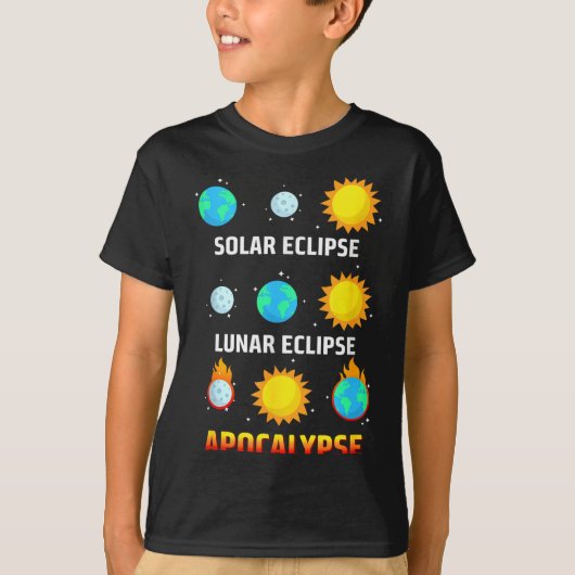太陽食+月食+アポカリプス+イラスト Tシャツ (正面)