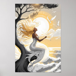 太陽魅力的の下に座る人魚の甘い女 ポスター