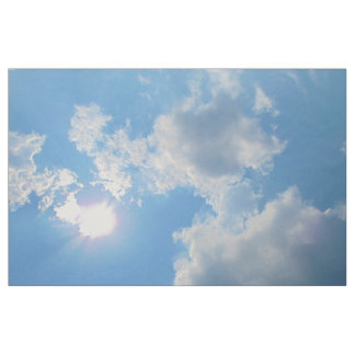 太陽鮮やかと雲の写真と青い空 ファブリック