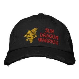 太陽、ドラゴン、戦士 刺繍入りキャップ