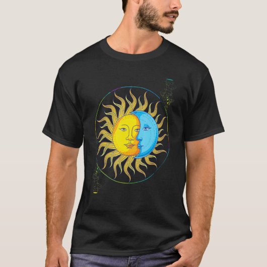 太陽 三日月 天文学 天体 占星術 Tシャツ (正面)