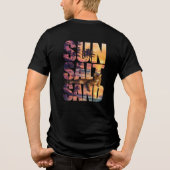 太陽+塩+砂+ビーチ+猫+夕日 メンズ ブラック トライブレンドTシャツ (裏面)