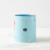 太陽、惑星地球、ライトブルーのスカイロケット ツートーンマグカップ (中央)