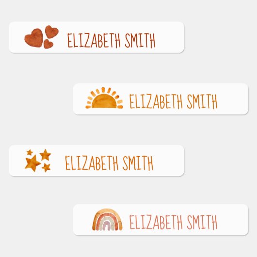 太陽、星、ハート、レインボーキッズネームスクール ラベル (グループ)