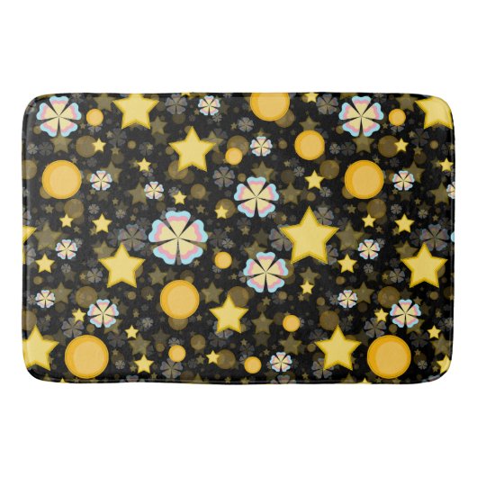 太陽 星 花 キラキラ パターン デザイン バスマット (正面)