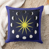 太陽、月の位相と星 クッション (ブランケット)