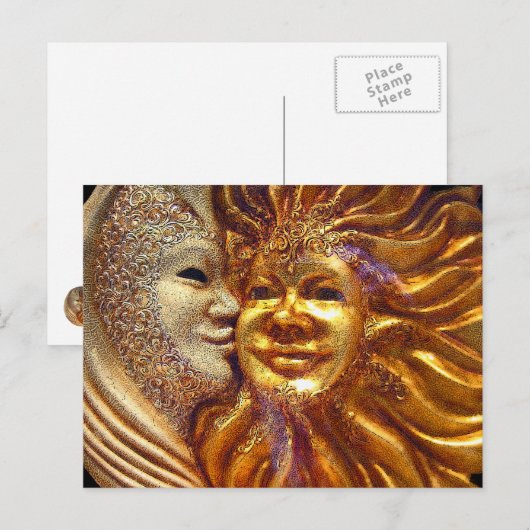 太陽、月、キス ポストカード (正面/裏面)