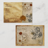 太陽、月、バジリスク茶色のワックスシールモノグラム 名刺 (正面/裏面)