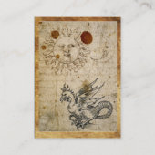 太陽、月、バジリスク茶色のワックスシールモノグラム 名刺 (裏面)