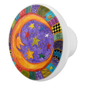 太陽、月、星のドアノブ – セラミック セラミックノブ (右)