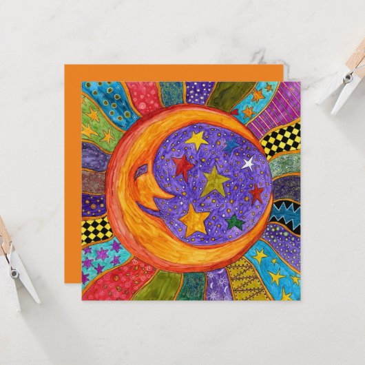 太陽・月・星グリーティングカード (正面/裏面インサイチュ)