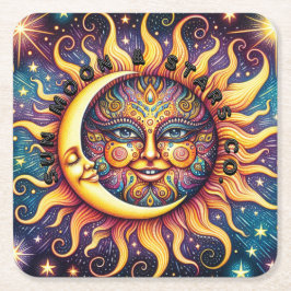 太陽・月・星コースター スクエアペーパーコースター