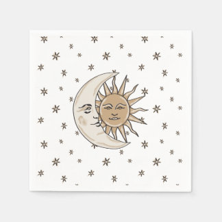 太陽、月、星 スタンダードカクテルナプキン