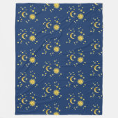 太陽、月、星 フリースブランケット (正面)