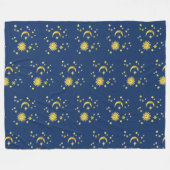 太陽、月、星 フリースブランケット (正面(横))