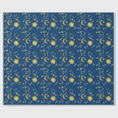 太陽、月、星 ラッピングペーパー (フラット)