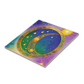 太陽、月、星、塗り宝石の色 タイル (側面)