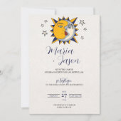 太陽 月 星 神秘的なスペインの結婚式 招待状 (正面)