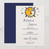 太陽 月 星 神秘的なスペインの結婚式 招待状 (正面/裏面)